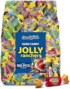 Jolly Ranchers Hard Candy Assorted - 2 LB Bulk Bag (Approximately 150 Pieces) - Fruit-Flavored Party Treats