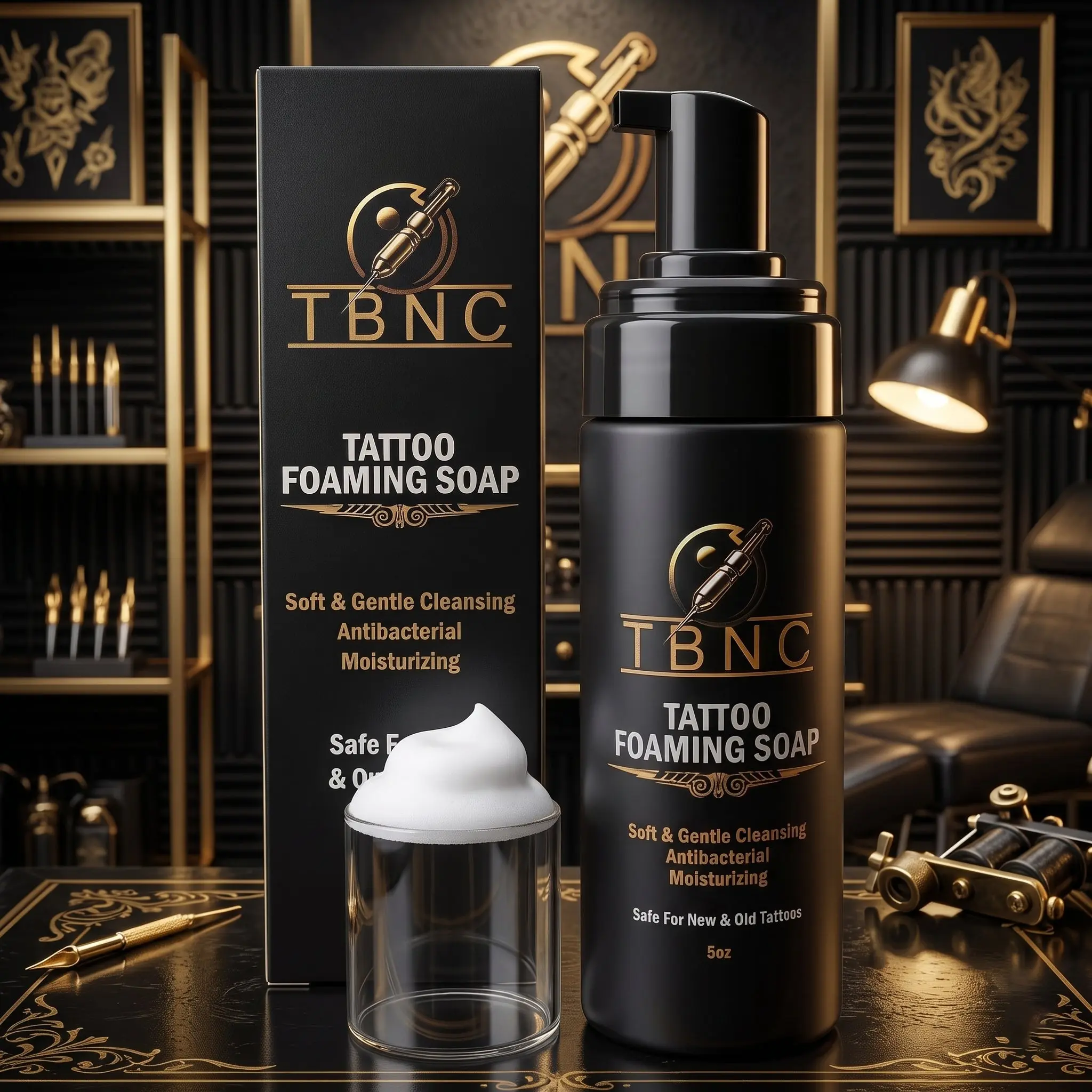 Tattoo Foaming Soap Wash for Fresh Ink & Aftercare Gentle Antibacterial Cleanser Nourishing Skin Care Soothing Pain Relief Tattoo Cleansing Foam Unscented Natural Healing Formula Safe for Sensitive Skin Piercing Wash Daily Care Body Ink Soap