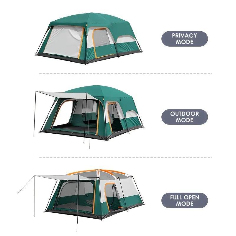 Extra Large Family Tent For 3-5 Spacious Divided Rooms Living & Bedroom Heavy Duty Waterproof Windproof Portable Folding Design Ideal For Camping Hiking Family Trips Green/Khaki Options Extra Large Family Tent For 3-5 Spacious Divided Rooms Living & Bedroom Heavy Duty Waterproof Windproof Portable Folding Design Ideal For Camping Hiking Family Trips Green/Khaki Options