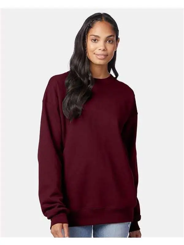 Custom Embroidered - Hanes - Unisex Ultimate Cotton® Crewneck Sweatshirt - Maroon - F260