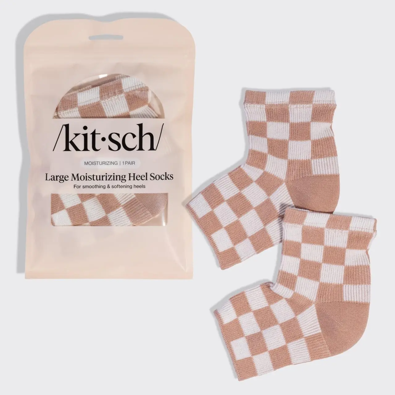 Terracotta Checker Moisturizing Heel Socks - Large