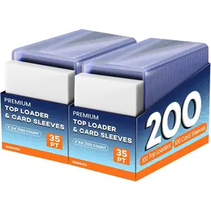 [USA Stock] - 200 Card Sleeves Top Loaders for Cards, 3" x 4" Hard Plastic Toploaders, Baseball Card Protectors, Trading Card Holder for Football Sports Cards (100 Toploaders + 100 Penny Sleeves)