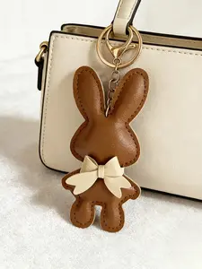 2 Piece Cute Standing Rabbit Bowknot Keychain Set, Women's Accessories, Handbag Charm, Car Key Holder, Holiday Gift