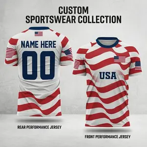 USA Soccer World Jersey Custom Name Number – Personalized Football Shirt, Custom USA Soccer Jersey for Men Women, Athletic Fan Apparel Gift