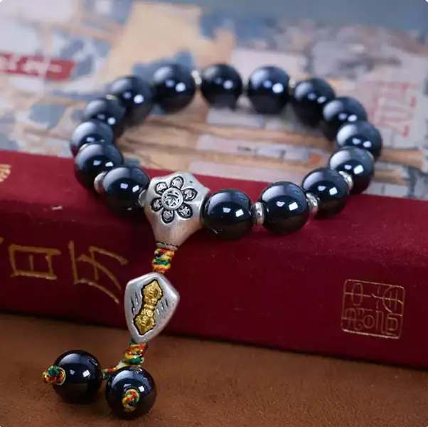 Ancient Silver Wear Accessory Bracelet, 13mm × 18cm Cultural Collectible Stone-Carving Related Item, Cultural Item