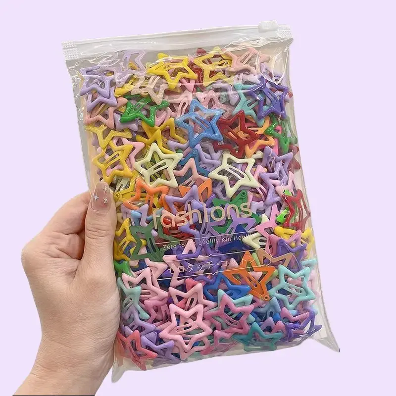 30/50/62 Pcs Women's Cute Star Design Hair Clips Hairpins, Summer 2026 Casual New Trendy Plain Color Hair Clips, Fashionable Y2k Hair Accessories for Daily Hairstyle Decoration, Decorative Hair Clips, Hair Clip Set, Girl Hair Clips