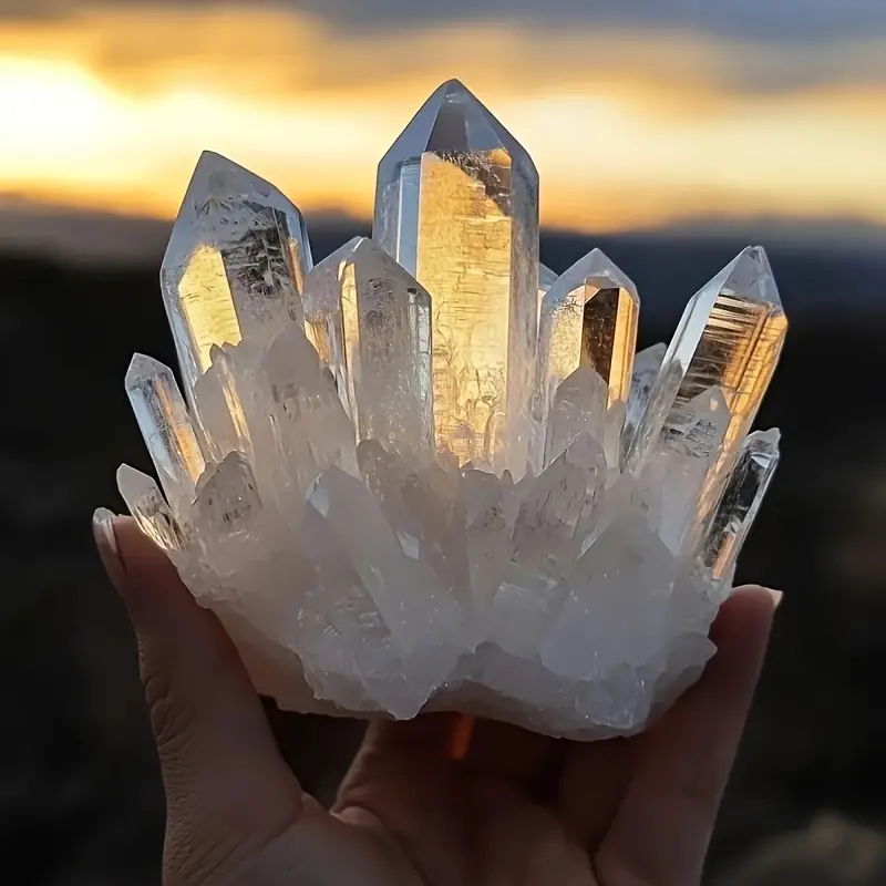 1pc Assorted Variety Natural Transparent Quartz Crystal - White Natural Clear Quartz Crystal Cluster, Office Decorations and Home Decor, Birthday Gifts, Holiday Gifts
