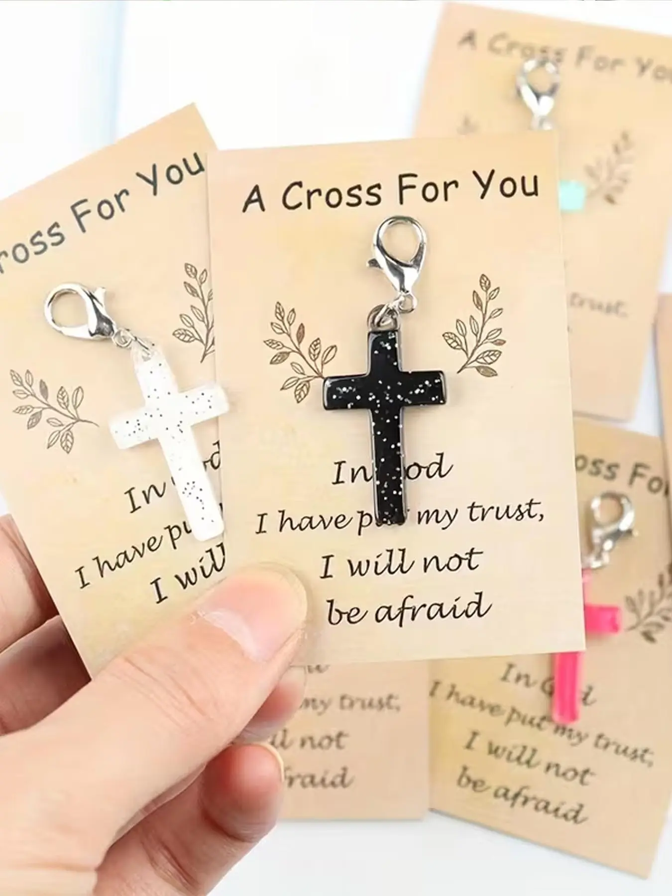 6pcs Mini Cross Keychain, With Prayer Encouragement Greeting Card, Suitable for Commemorative Gifts, Prayer Gifts, Inspired Christian Keychain, Very Suitable for Wallets, Backpacks and Car Keys, Ideal Thanksgiving Gift, Keychain For Bags, Keyrings