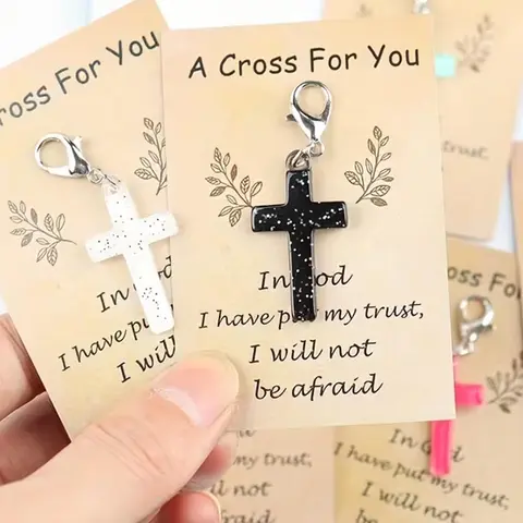 6pcs Mini Cross Keychain, With Prayer Encouragement Greeting Card, Suitable for Commemorative Gifts, Prayer Gifts, Inspired Christian Keychain, Very Suitable for Wallets, Backpacks and Car Keys, Ideal Thanksgiving Gift, Keychain For Bags, Keyrings