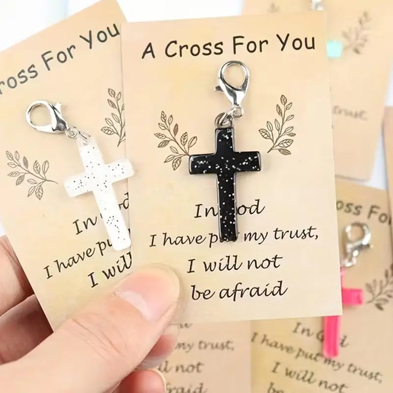 6pcs Mini Cross Keychain, With Prayer Encouragement Greeting Card, Suitable for Commemorative Gifts, Prayer Gifts, Inspired Christian Keychain, Very Suitable for Wallets, Backpacks and Car Keys, Ideal Thanksgiving Gift, Keychain For Bags, Keyrings