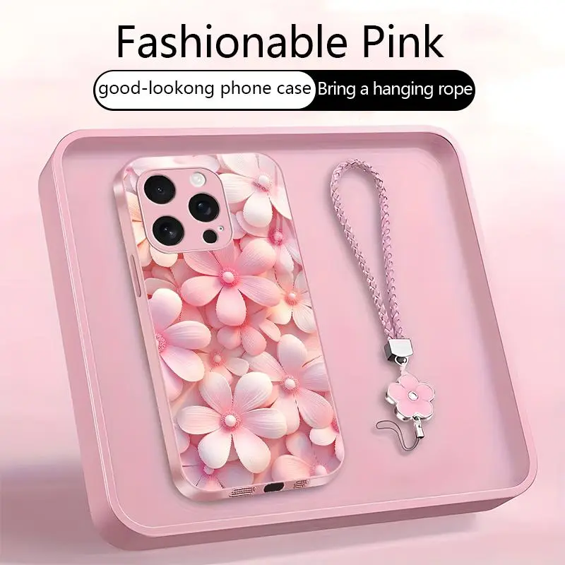 Suitable for [iPhone 16 Pro Max ] Women's high-end  phone case，includes a free four-leaf clover lanyard featuring a premium, features an exquisite, premium design with a 2D printed pattern (not 3D/raised)！YM99