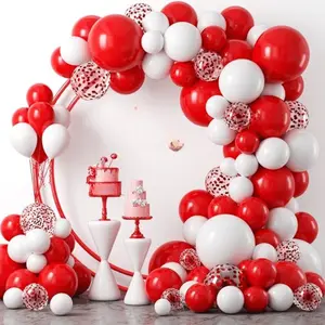 133pcs Red and White Latex Balloons, Premium Celebration Latex Balloons, High-quality Thick Balloons, Suitable for Birthdays/parties/Christmas/weddings, Can Be Freely Combined and Matched with Colors, Red and White Balloon Arch Kit, Halloween