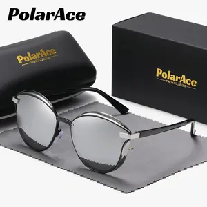 PolarAce Portable Cat Eye Frame Polarized Sunglasses, For Men Women Casual Business Modern Sports Party Vacation Travel Driving Hiking Supplies Photo Props