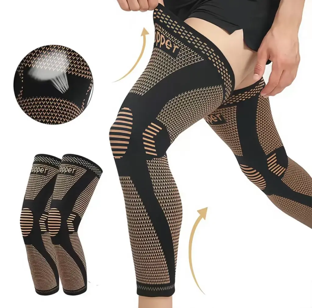 20-30mmHg Copper Compression Sleeves for Varicose Veins & Swelling - Non-Slip Full Leg Support (Medias para Circulación y Varices)