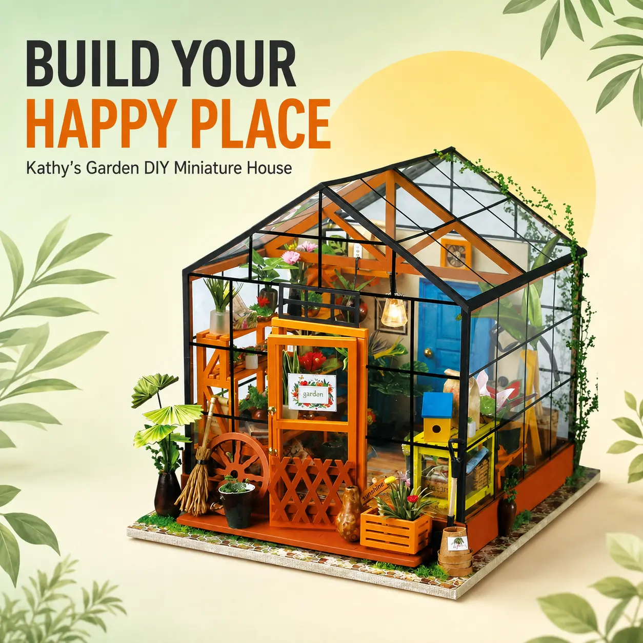 Kathy’s Garden DIY Miniature Greenhouse Kit with LED Light