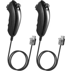 2 Pack Wii Controllers, Remote Jostick Replacement Gamepad Controller for Wii Wii U Video Game Console Black