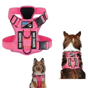 Rose Red Tactical Dog Harness for Large Dogs – Heavy Duty No-Pull Reflective Vest with Padded Straps, Adjustable Escape Proof Harness for Outdoor Training, Anti-Choking Pet Vest with Reflective Strips 🦮