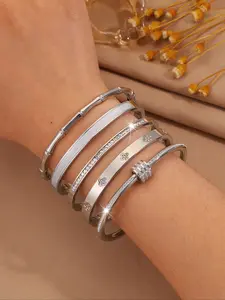 Elegant Stainless Steel Bracelet Set, Lightweight Fashionable Accessory for All Seasons, Perfect Gift for Holidays & Birthdays