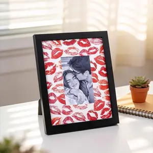 Meaningful DIY Lip Print Photo Frame, 4x6 Inch Picture Display, Creative Self-Made Valentine's Day Anniversary Gift, Home Decoration