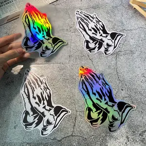 Prayer Gesture Pattern Car Sticker, Religious Theme Vinyl Decals, Waterproof & Durable Car Sticker, Suitable for Car Triangle Window, Bumper, Motorcycle Front Fairing, Car Vehicle Decoration, Sticker For Cars