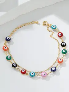 Fashionable Eye Design Anklet for Women & Girls, Fashion Jewelry for Party, Daily Clothing Decor, Boho Anklet, Trendy All-match & Exquisite Jewelry for Birthday Gift, Dainty Layered Anklet, Fashionable Accessory