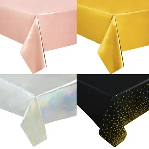 274*137cm Rose Gold Disposable Tablecloth Plastic Dot Table Cloth Cover Kids Adult Birthday Party Decoration Wedding Baby Shower