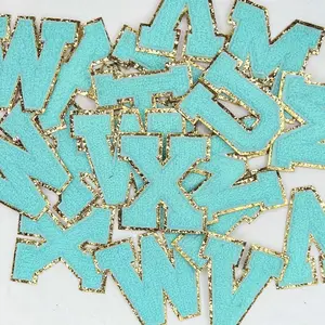 Blue with Gold Glitter Chenille Letters