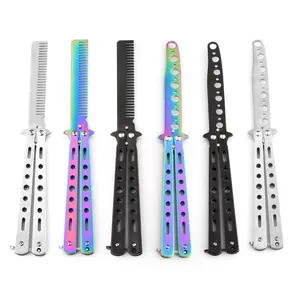 Stainless Steel Folding Comb, ButterflyStyle Folding Comb, Non-Sharp ButterflyPractice Comb, Durable Hairdressing Comb,Durable Styling Tool for Hair Care