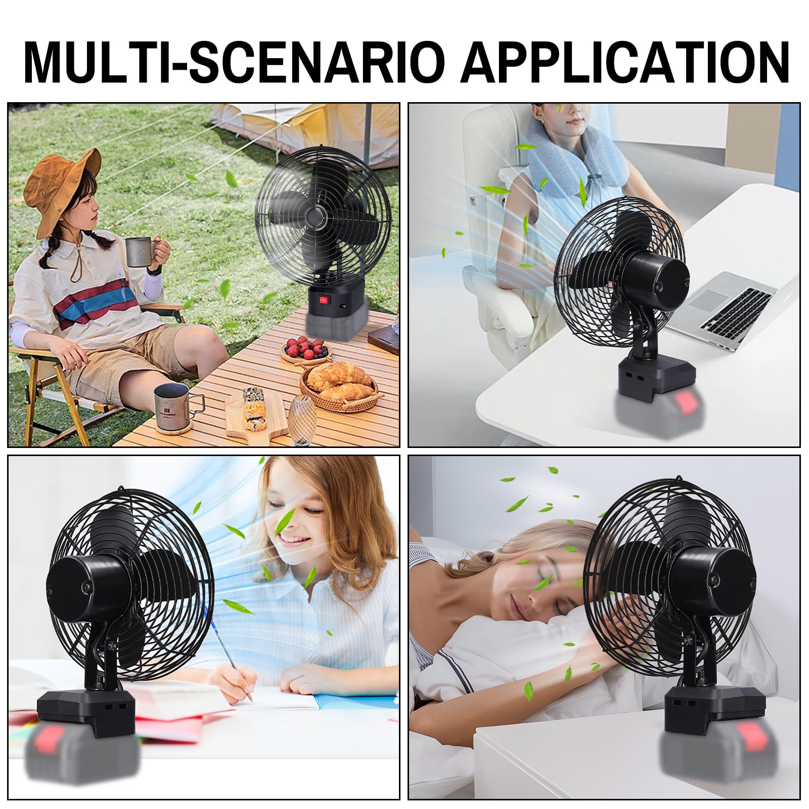 Portable Cordless Fan — 8-Inch, 50W Personal Cooling Fan — Battery-Powered (Compatible with Milwaukee M18 Batteries) — Ideal for Home, Garage, Camping, Outdoors, and Job Sites