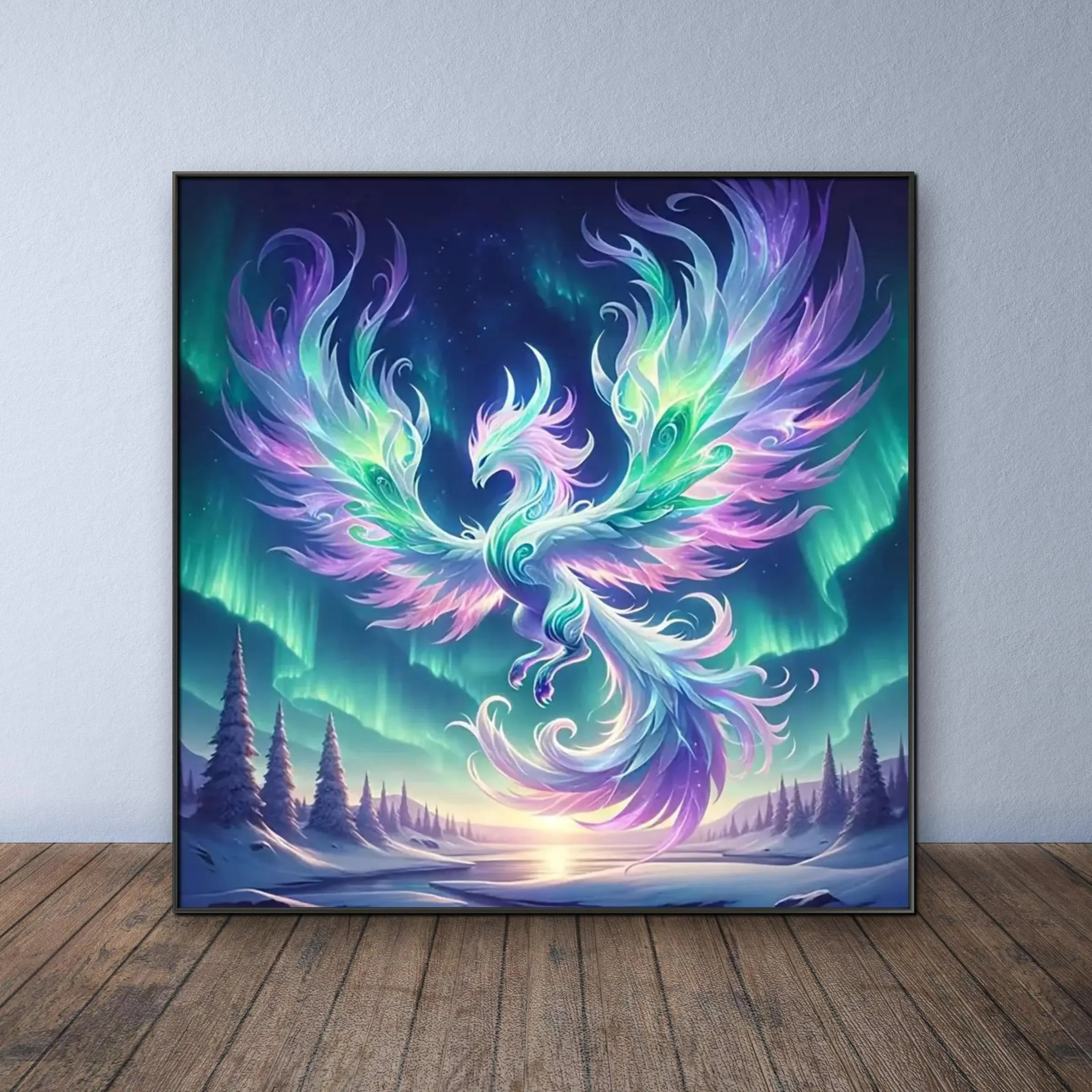 Phoenix Pattern Diamond Arts Colorful Painting Kit without Frame, DIY 5D Diamond Arts Crafts Kit, Wall Art Decor for Home Bedroom