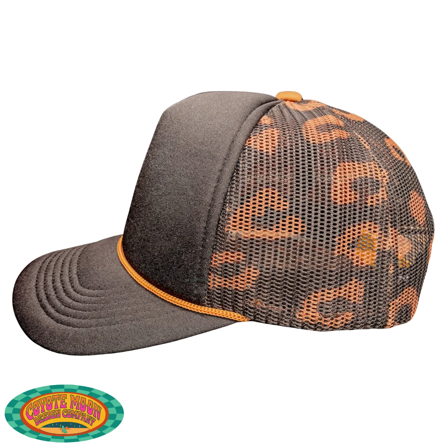 Custom Brown and Peach Cheetah Magnetic Ponytail Trucker Hat