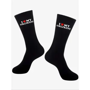 1/3/5 Pair of “I Love My Girlfriend” Socks Cute Gift for Boyfriend Anniversary, Valentine's Day, Birthday Funny Boyfriend Gift Creative “I Love My Girlfriend” Socks Funny Socks, Fall Edition