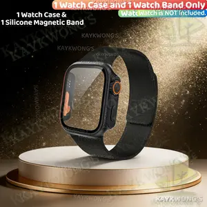 KAYKWONG'S 2 in 1 Set, Include 1 New Unisex Silicone Magnetic Watch Strap and 1 PC Watch Case for iWatch 11/10/9/8/7/6/5/4 38/40/41/42/44/45/46mm, Best Gift for Couple Birthday Holiday