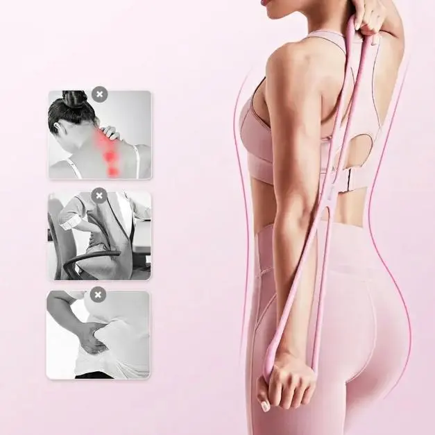 Figure 8 Resistance Band for Women, 25lb Resistance Bands for Working Out, Arm Stretch Bands for Back Shoulder, Portable Fullbody Yoga Pulling Rope, Elastic Stretch Bands, Pink