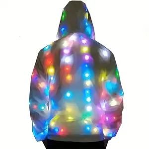 Halloween Party Glowing Jacket Family Costume Fun Activities Menswear Clothes Festive Outfit Mad Hatter Shiny Man Big Matching with Built-in LED Lights for Vibrant Color Effects Christmas Fashion bee peach timothee chalamet denki kaminari hero