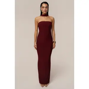 Burgundy Night Rose Maxi Dress