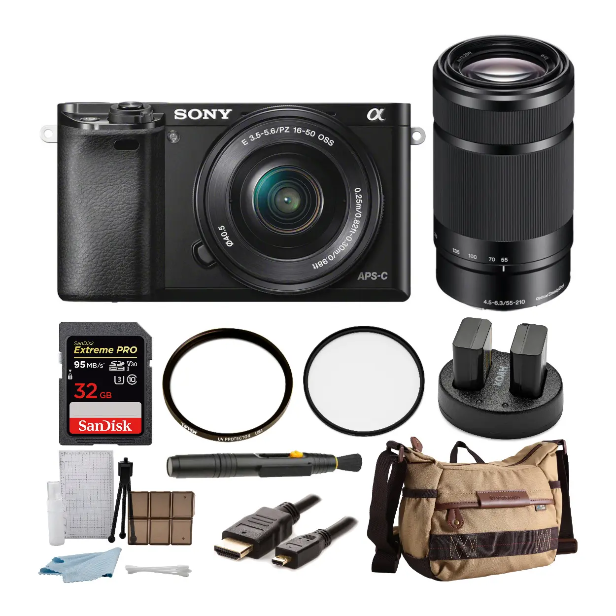 Sony Alpha a6000 Mirrorless Digital Camera with 16-50mm and 55-210mm Lens Bundle