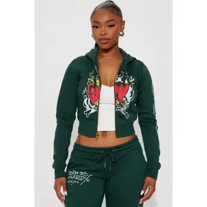 Ed Hardy Twin Flame Zip Up Hoodie - Hunter Green 4