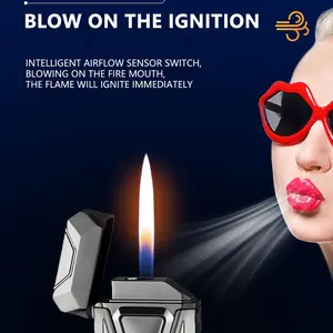 【Cool Gift】intelligent voice control,Typc-C butane men's lighter,Electronic lighter for boyfriend and family, gift box packaging,   popular windproof lighter, gas lighter, multifunctional lighter, no free butane gas