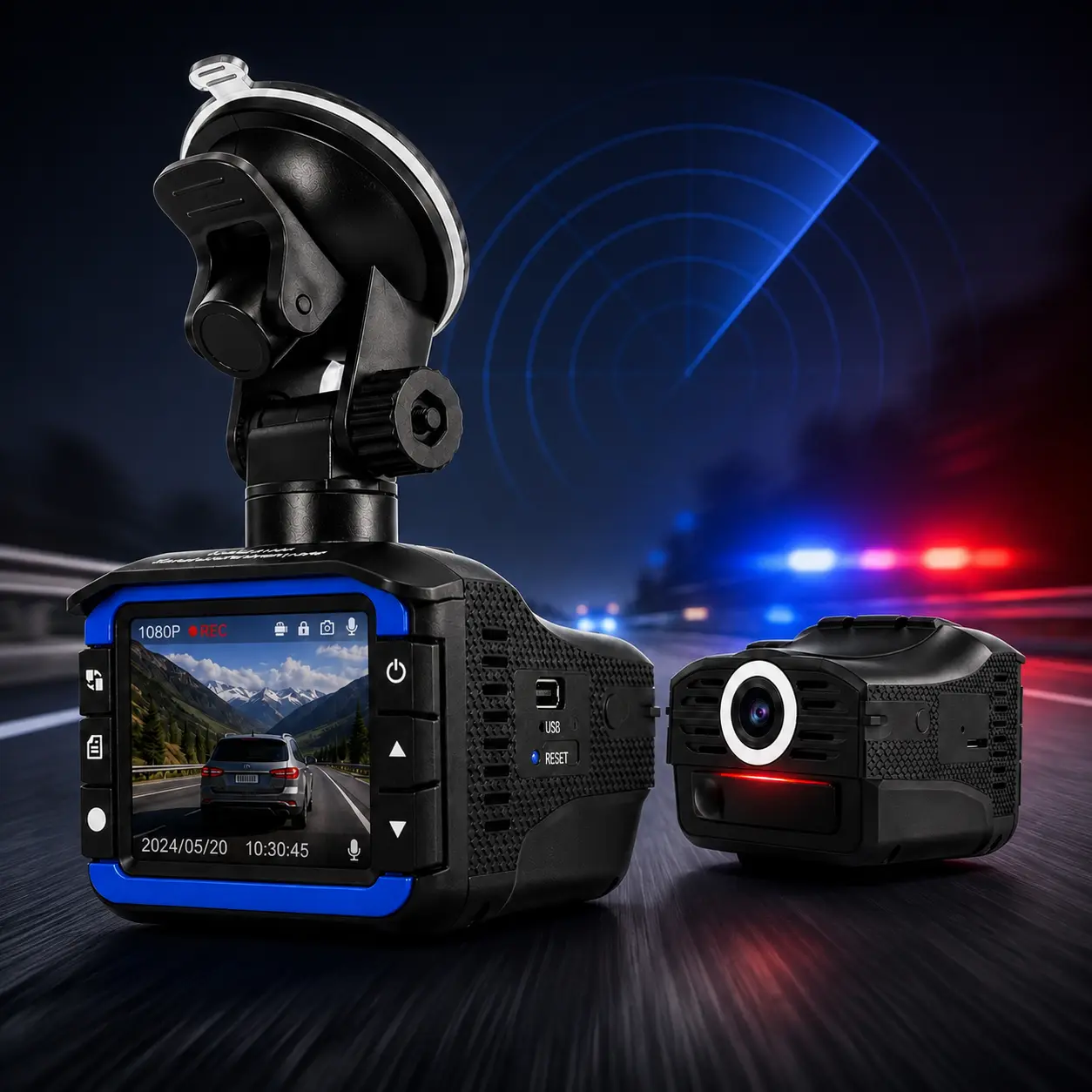 2-in-1 Dash Cam & Radar Detector