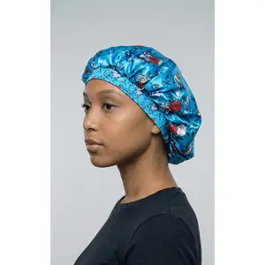 Light Blue Floral Silk Bonnet