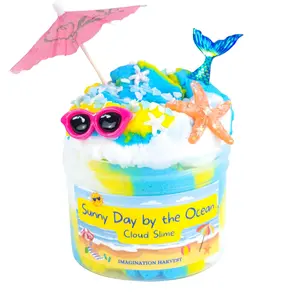 Sunny Day by the Ocean Cloud Slime - Ocean and Tropical Scented Fluffy Cloud Slime - Ideal for Imagination and Playtime - Imagination Harvest Slime Shop