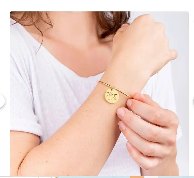 Personalized Gold Bracelet  Engraved Initial Pendant Fashion Jewelry for Her Memorial Gift Custom Love Accessories Present for Any Occasion