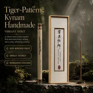 Flow - Tiger-Pattern Kynam Handmade Incense Sticks 10g, Natural Wood Kynam Powder, Fruity Honeyed Cool Scent, Calming Refreshing Aroma For Meditation Tea Ceremony Living Room Bedroom, Ideal For Beginner Agarwood Lovers