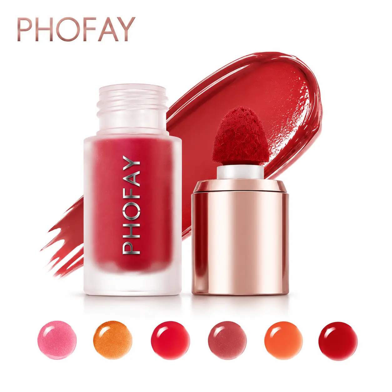 PHOFAY Mousse Liquid Blush - 2-in-1 Cheek & Lip Tint with Sponge Applicator, Long-Wearing Water-Resistant Oil-Free Formula, Contains Neither Harmful Additives, 4.8ml Sunkissed Makeup Beauty Product, Beauty Products, Lightweight