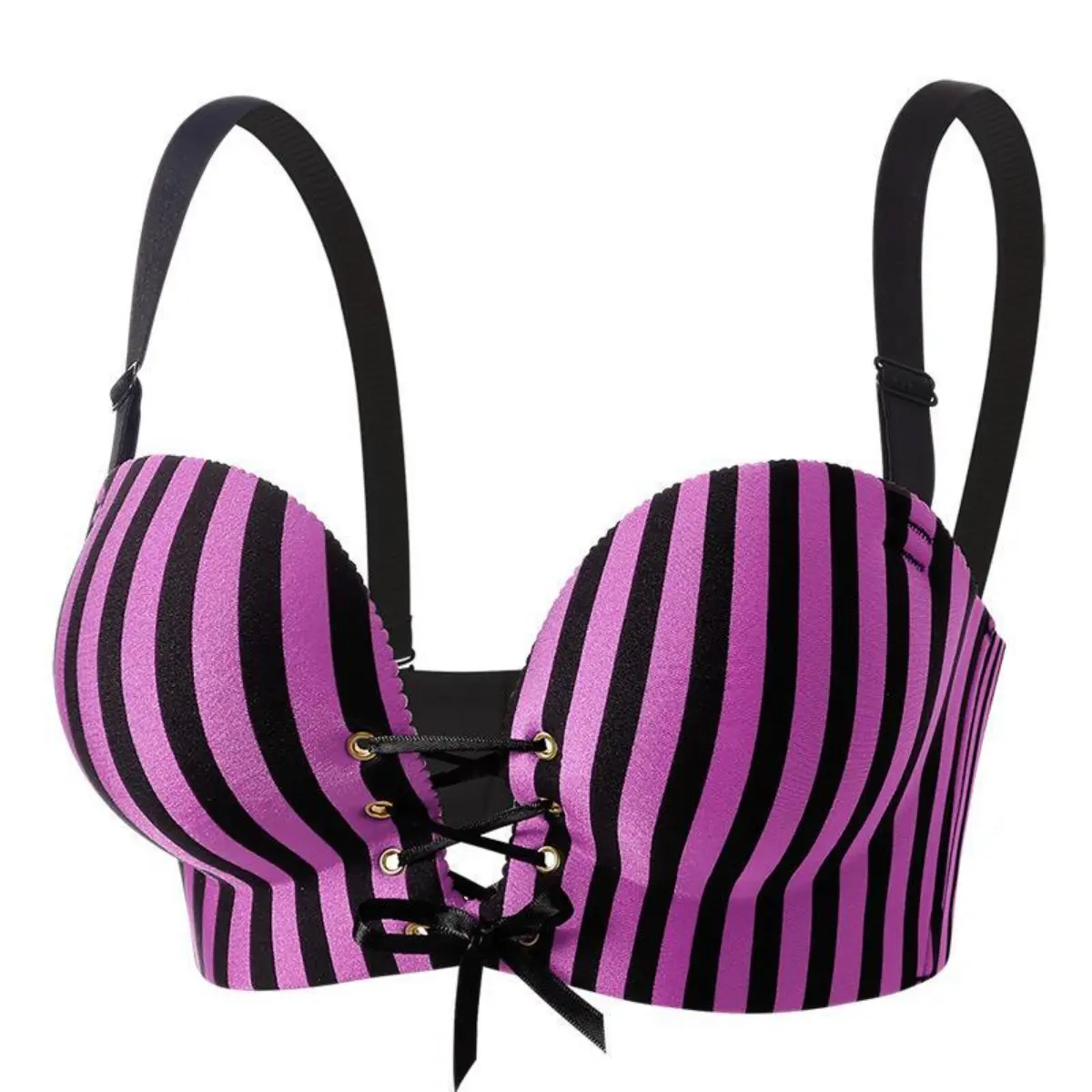 Front Tie Drawstring Push Up Bra for Small Bust, Padded Wireless Seamless Lingerie, Full Support No Gap Cups