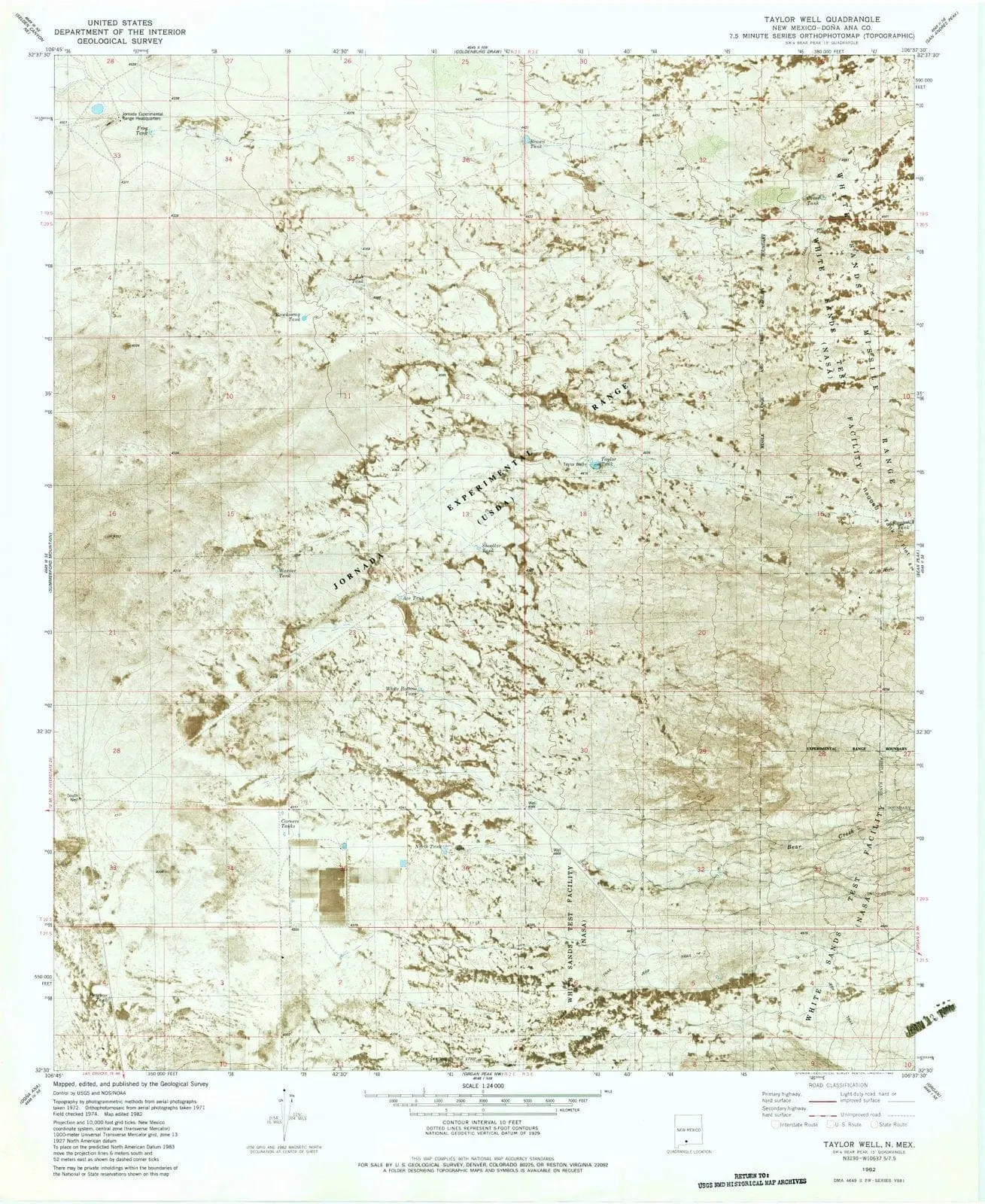 Taylor Well New Mexico USGS Topographic Quadrangle Map, 1982, 1:24000