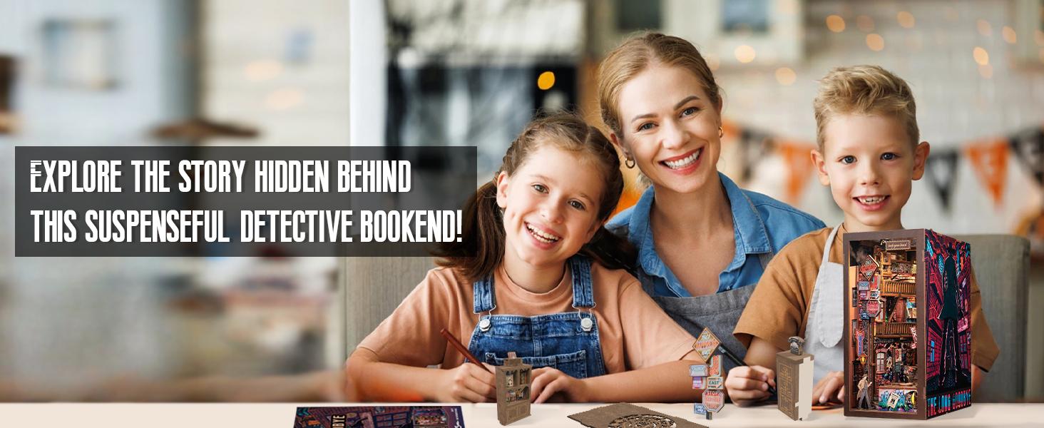 The Long Goodbye DIY Book Nook Kit, Detective Theme 3D Wooden Puzzle with Built-in LED Light, Puzzle-Solving Elements, Fun Stress Relief Assembly for Adults Teens, Exquisite Gift for Mystery Lovers Friends Family