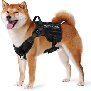 PETNANNY Tactical Dog Harness - Service Dog Harness Emotional Support Dog Vest for Medium Large Dogs, No Pull ESA Dog Vest with Hook & Loop, Working Molle Vest for Training Huntin
