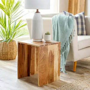 Surya Umaid Modern Natural Wood Accent Side Table UMI-001